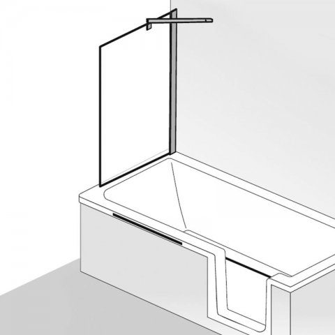 HSK Favorit Nova side panel for bathtub attachment, size: 75 x 140 cm, stop: right/left (rotatable)