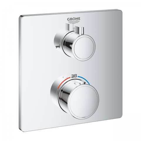 Grohe Grohtherm Thermostatic bath mixer with integrated 2-way diverter, chrome