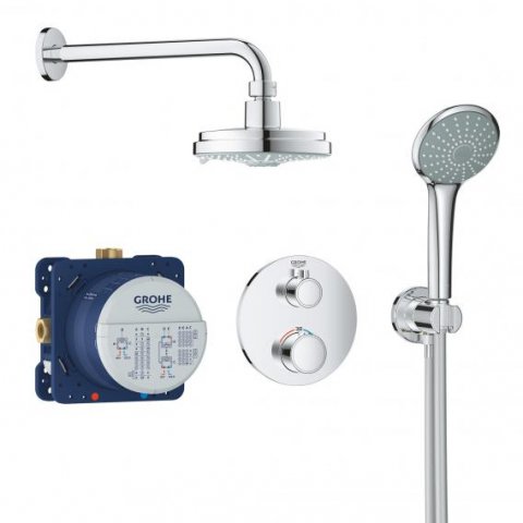 Grohe Grohtherm concealed shower system with Rainshower Cosmopolitan 160, integrated 2-way diverter, 2 consumers, chrome