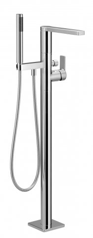 Villeroy & Boch JUST Single-lever bath mixer with standpipe for free-standing installation with shower set, chrome
