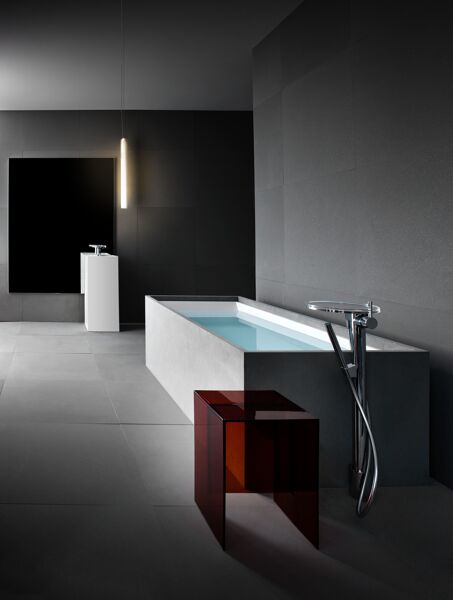 Laufen Kartell floor standing single-lever bath mixer disc, free-standing, fixed spout, incl. storage tray, chrome