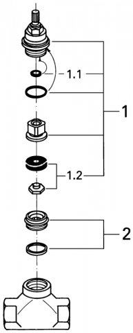 Grohe flush-mounted valve lower part, DN 20 with threaded connection