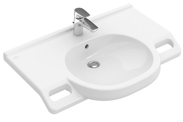 Villeroy & Boch ViCare washbasin, 1 tap hole, without overflow, 800x550 mm, unground, 412081