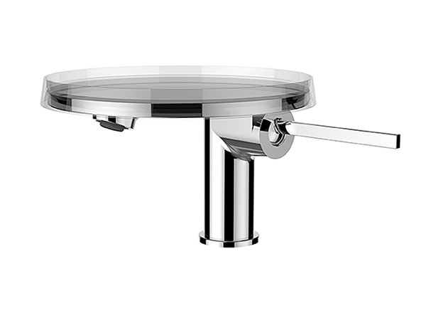 Running Kartell Single lever washbasin mixer disc, fixed spout, without waste valve, throat 110 mm, chrome plated