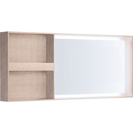 Keramag Citterio illuminated mirror element 500.571.Jl.1, with shelf, 133x58x14cm, wood texture natural beige