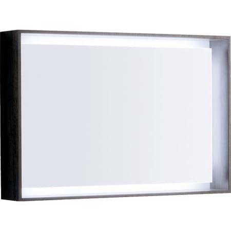 Keramag Citterio illuminated mirror element 500.572.JJ.1, 88x58x14cm, wood structure grey brown