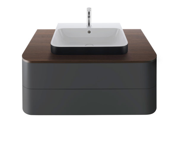 Duravit Happy D.2 Plus Countertop sink, 236060, 1 tap hole, 600x460 mm, ground, with overflow, with tap hole bench