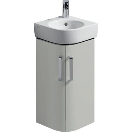 Keramag corner wash hand basin vanity unit Renova Nr. 1 Comprimo New 300x605x300mm light gray matt / light gray high gloss