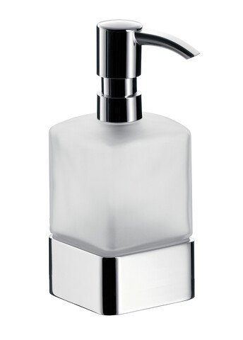 Emco loft liquid soap dispenser, standing model, container crystal glass satin, dosing pump plastic