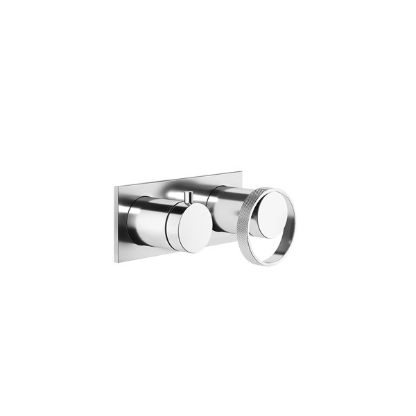 Gessi Anello, ready-mounted single-lever mixer for bath/shower, with rectangular plate for concealed body, with 2-way diverter cartridge, 63379