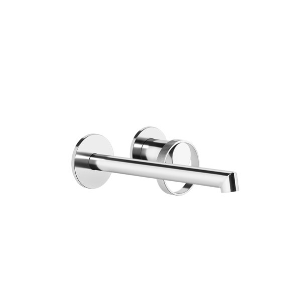 Gessi Anello, finish-mounting set for concealed single-lever basin mixer, with individual rosettes D=65 mm, length of spout to 205-175 mm, spout always on the left, 63383
