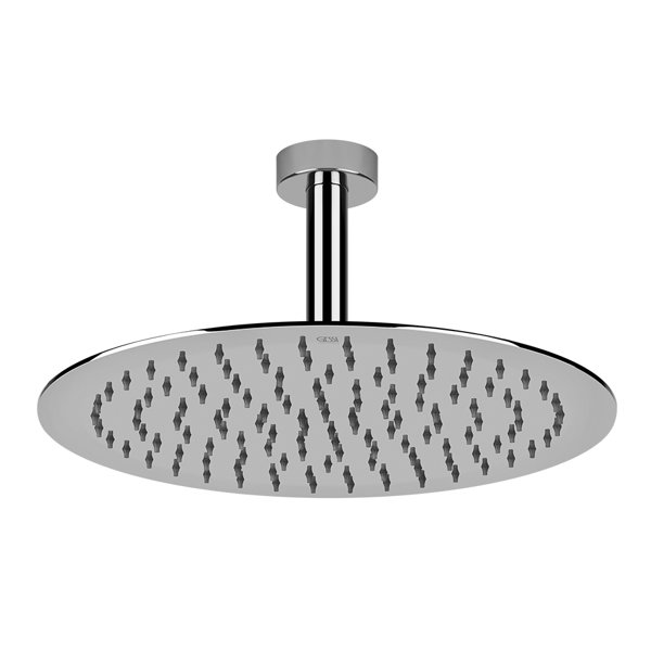 Soffione doccia Gessi Emporio anticalcare tondo, diametro 300 mm, con snodo  e braccio a soffitto, altezza