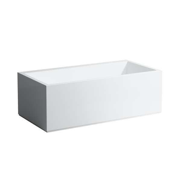 Running mineral cast bathtub cartel corner right 1700x860x590mm, with apron and LED illuminated overflow gap, white