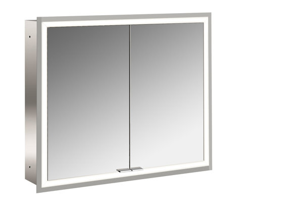 Emco asis prime illuminated mirror cabinet, flush mount model, 2 doors, 800mm