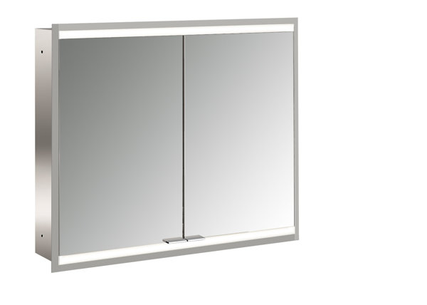 Emco prime 2 Illuminated mirror cabinet, 800 mm, 2 doors, flush-mounted model, IP 20, with light package