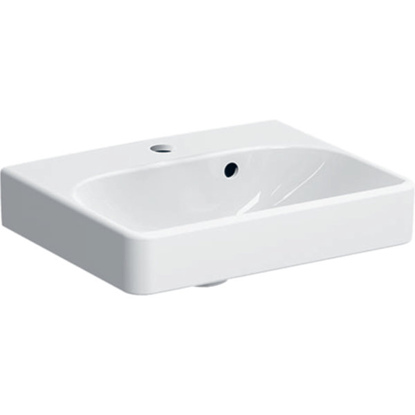 Geberit Smyle Square handwash basin 500222, 45x36cm, with tap hole, with overflow asymmetrical