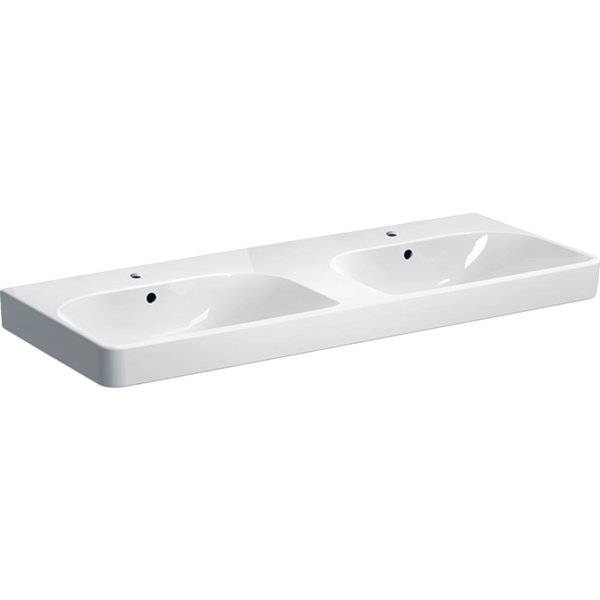 Geberit Smyle Square double washbasin 500223, 120x48cm, with tap hole, with overflow