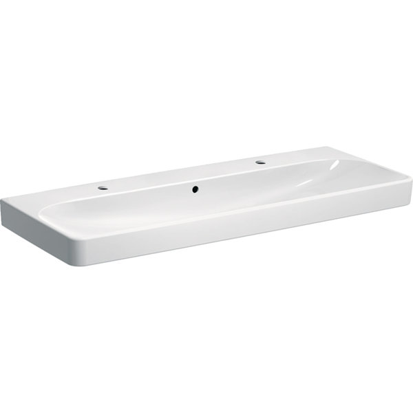 Geberit Smyle Square washbasin 500253, 120x48cm, with two tap holes, with overflow