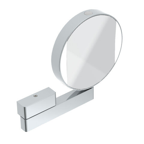 Emco LED shaving and cosmetic mirror, mirrored on both sides, magnification 3x and 7x, round, LED lighting, articulated arm