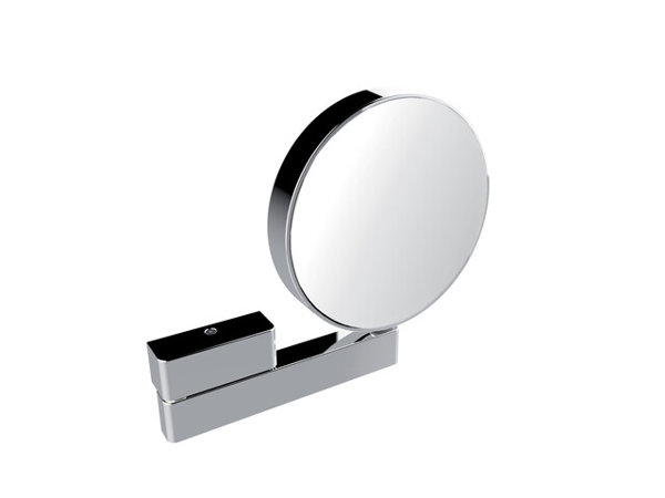 Emco shaving and cosmetic mirror, mirrored on both sides, magnification 3x and 7x, round, on articulated arm, unlit