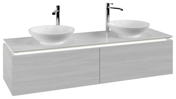 Villeroy & Boch Legato Vanity unit B599, 1600x380x500mm, 2 washbasins, LED lighting