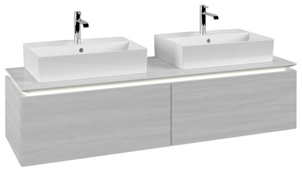 Villeroy & Boch Legato Vanity unit B676, 1600x380x500mm, 2 washbasins, LED lighting