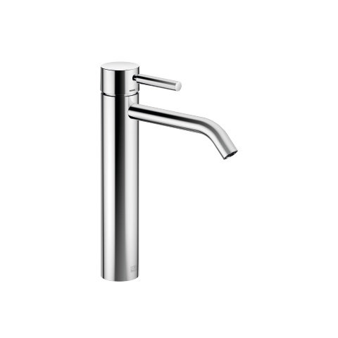 Dornbracht Meta single-lever basin mixer with raised foot, without pop-up waste, for use on surface-mounted washbasins, 165 mm projection.