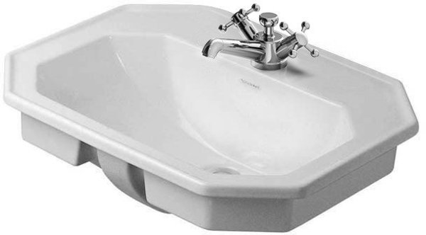 Duravit 1930 built-in washbasin, 58x47cm, installation from above, 1 tap hole
