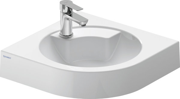 Duravit corner washbasin Architec 450mm without overflow, with tap hole bench, 1 tap hole, tap hole pre-punched right