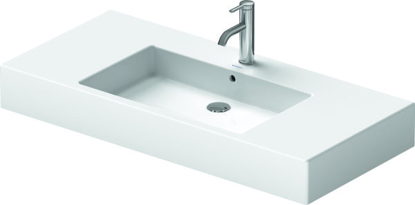 Duravit mueble lavabo Vero 105cm, con rebosadero, con grifo de banco, 1  agujero para grifo, Color: Blanco con Wondergliss - 03291000001