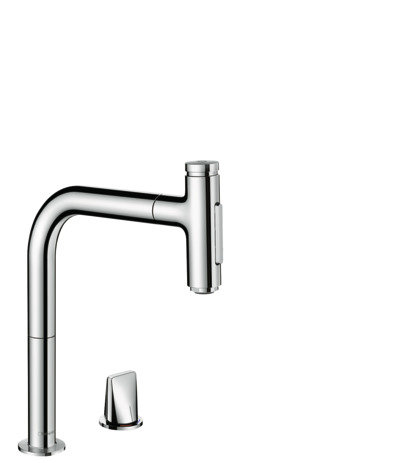 hansgrohe Metris Select M71 2-hole single lever kitchen mixer 200, pull-out shower, 2jet, sBox