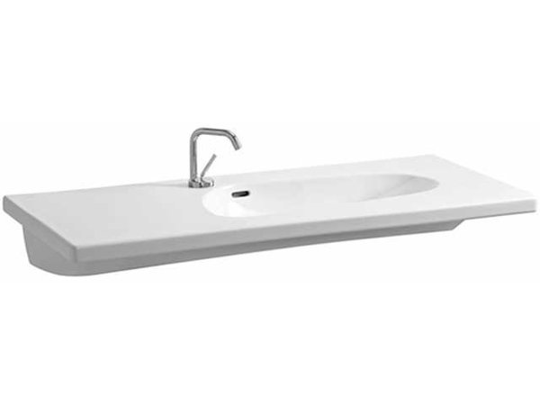 Laufen Palomba wash basin undermountable, asymmetrical, without tap hole, with overflow, 1200x500