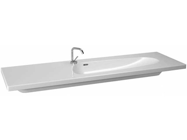 Laufen Palomba Wash basin can be built under, asymmetrical, 1 tap hole in the middle, with overflow, 1600x500